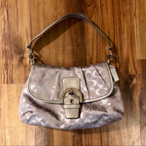 Coach Silver Metallic Lurex Optic C SoHo Purse - Picture 2 of 8